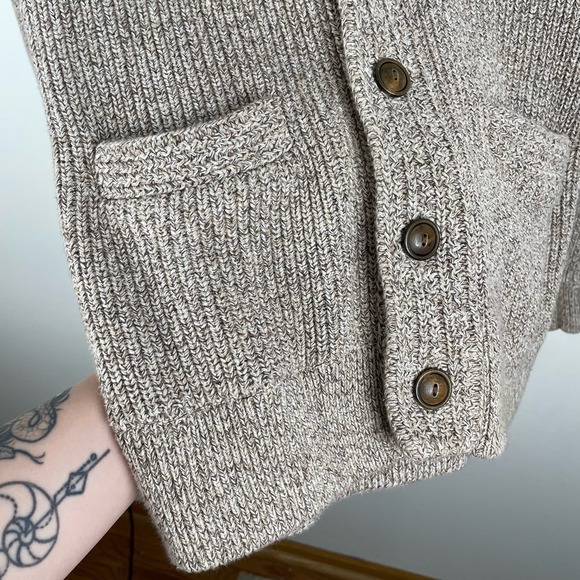 J. Crew Mens Marled Cotton Button Up Mock Neck Cardigan Sweater Size M Classic - Picture 4 of 7